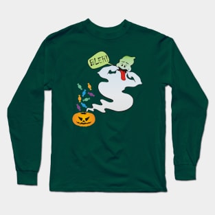 BLEH! Too much Halloween, nauseous jack-o-lantern ghost Long Sleeve T-Shirt